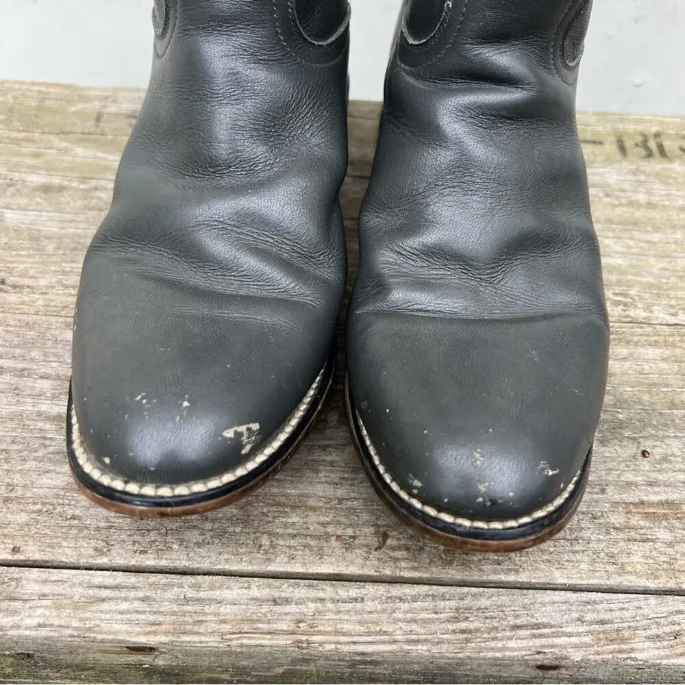Vintage 90s Justin Gray Roper Pull On Boots Cowboy Cowgirl Western Youth 5D